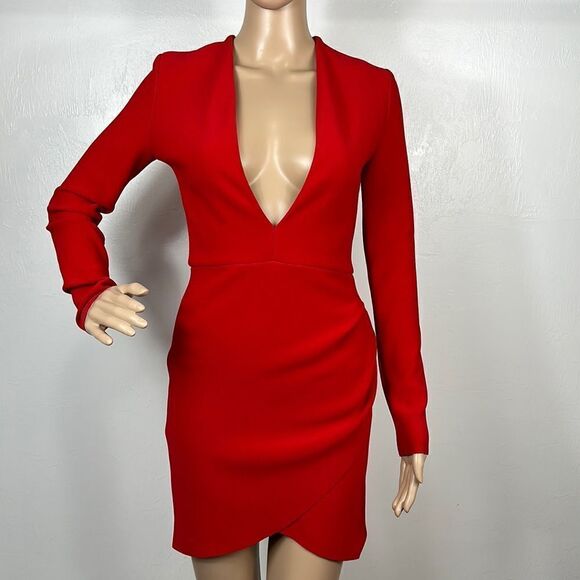 Bec + Bridge Long Sleeve Bodycon Mini Dress In Red Size 4 - Picture 2 of 12